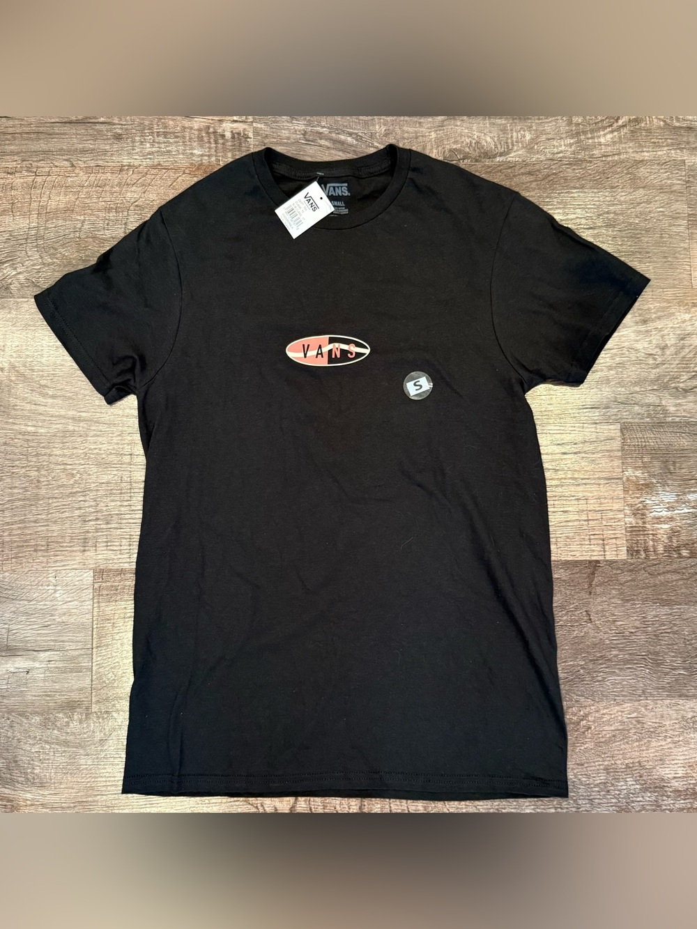 NWT Vans Men’s Black Logo Tee Front and Back Logo Design Small Skater Punk